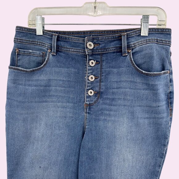 INC INTERNATIONAL CONCEPTS LACE BUTTON UP SKINNY LEG REG FIT BLUE DENIM JEANS - Picture 5 of 8